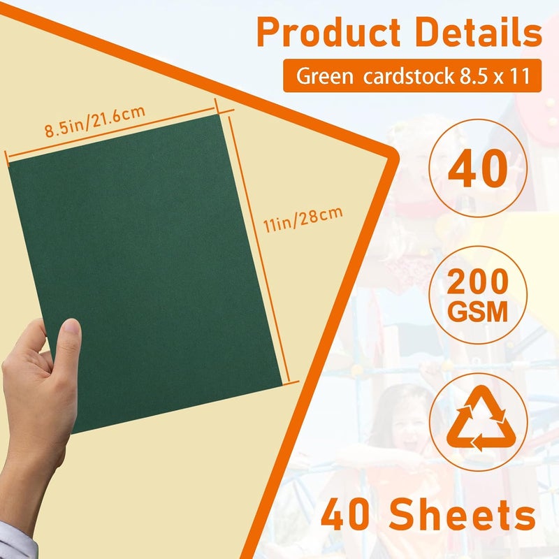 Guakicae 40 Sheets Dark Green Cardstock 8.5 x 11 Craft Paper, 75lb Premium Christmas Green Card Stock for DIY Making Cards, Office Printing, Party, Greeting Cards - Image 2
